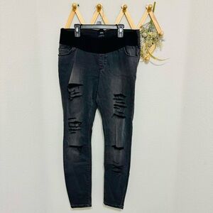 ASOS Black Destructed Skinny Maternity Jeans 10